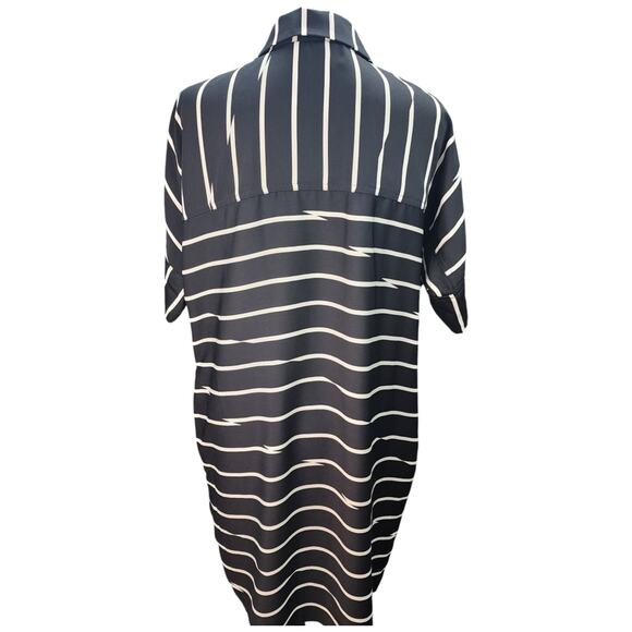 NWT American Living Shirt Dress SZ 12 Women Black White Work Casual Pockets NEW - Picture 3 of 11